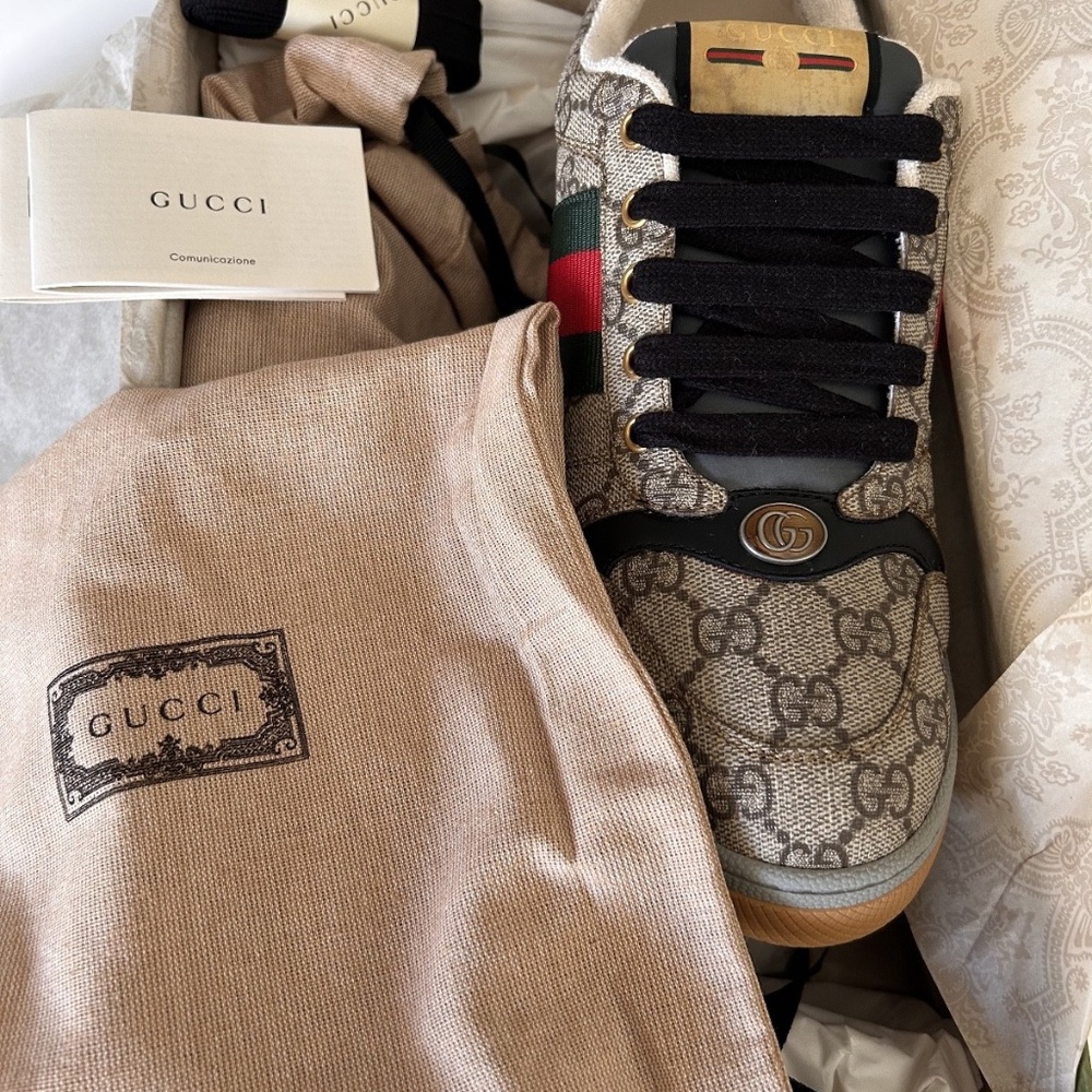 GUCCI Men's Screener Sneaker GG Monogram Beige Ebony Size 9.5 (US) NIB 674530 - Picture 11 of 12